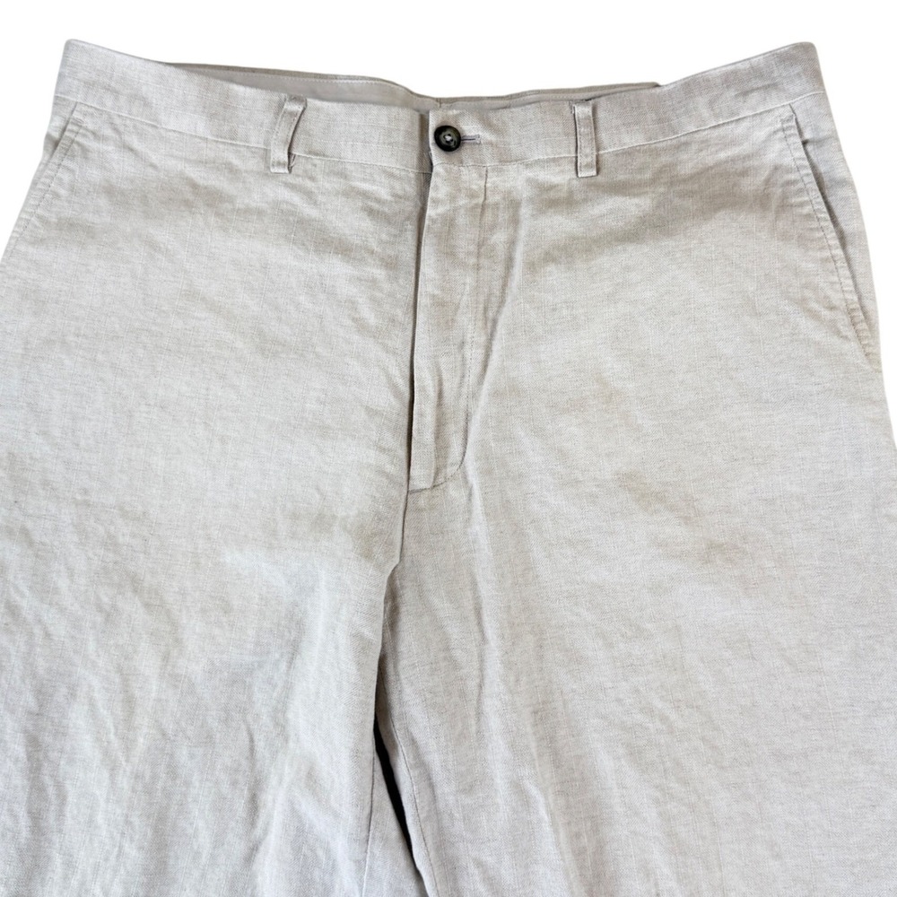 Claiborne Linen‎ Casual Pants Men's Beige Size 36x30 - Fit 34x28 Beach Vacation